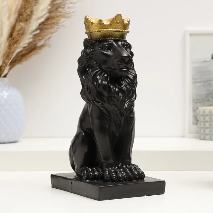 Копилка "Лев с короной" черный с золотой короной, 23см от компании Интернет - магазин Flap - фото 1