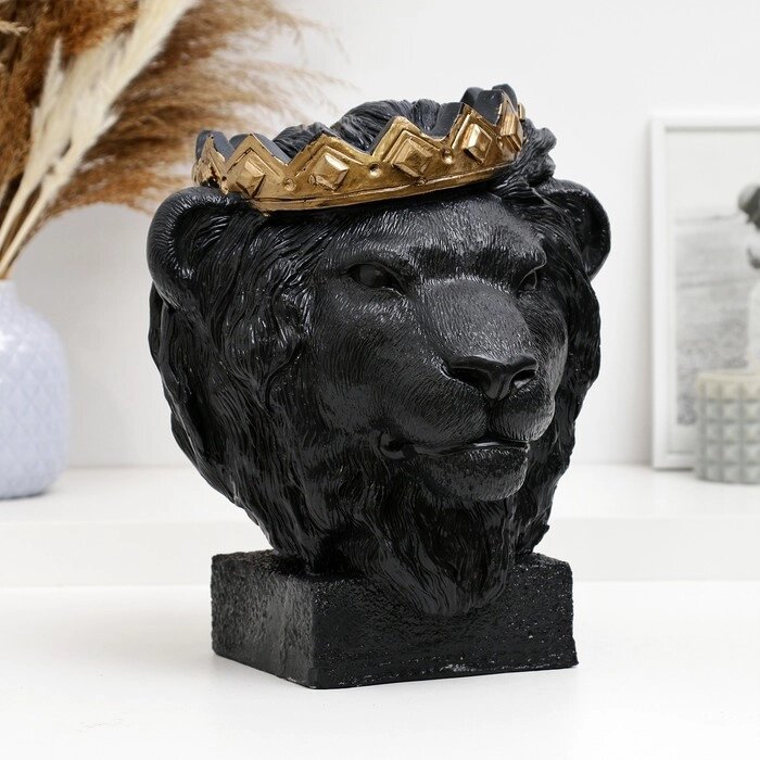 Копилка "Лев в короне" черный с золотом, 26см от компании Интернет - магазин Flap - фото 1