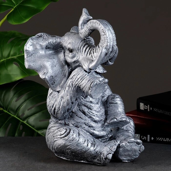 Копилка "Слон сидя" серебро, 37х24х29см от компании Интернет - магазин Flap - фото 1