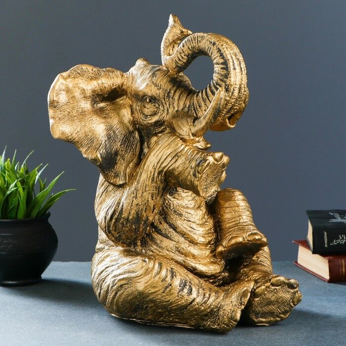 Копилка "Слон сидя" золото, 40х23х29см от компании Интернет - магазин Flap - фото 1