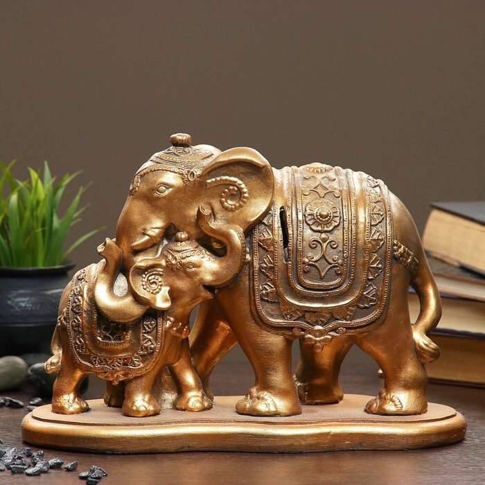 Копилка "Слон со слоненком" бронза, 15х32см от компании Интернет - магазин Flap - фото 1