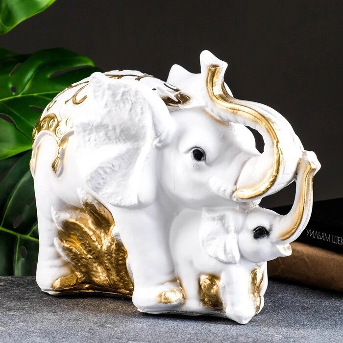 Копилка "Слон со слонёнком" золотой, 16х33х25см МИКС от компании Интернет - магазин Flap - фото 1