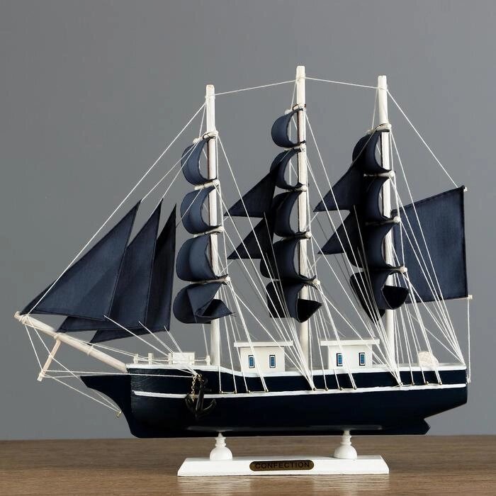 Корабль "Диана" трехмачтовый с синими парусами, 40*9*36см от компании Интернет - магазин Flap - фото 1