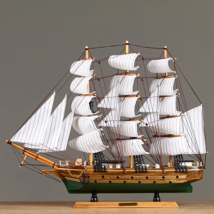 Корабль "Одиссея" с белыми парусами, зелено-коричневый корпус, 58*8*48см от компании Интернет - магазин Flap - фото 1