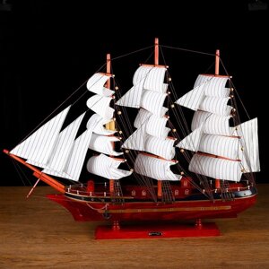 Корабль сувенирный большой «Гайрет», борта красное дерево, паруса белые, 821362 см
