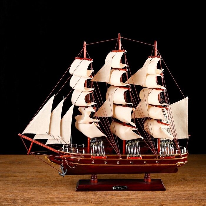 Корабль сувенирный «Бреслау», трёхмачтовый, под тёмное дерево, паруса бежевые, 49х43х8 см от компании Интернет - магазин Flap - фото 1