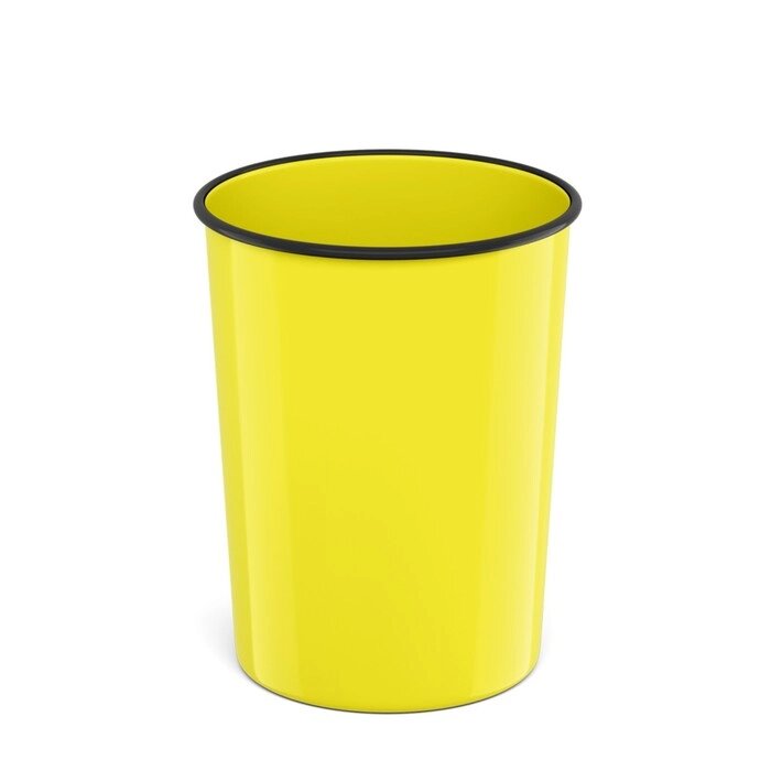 Корзина для бумаг и мусора 13.5 литров ErichKrause Neon Solid, литая, жёлтая от компании Интернет - магазин Flap - фото 1