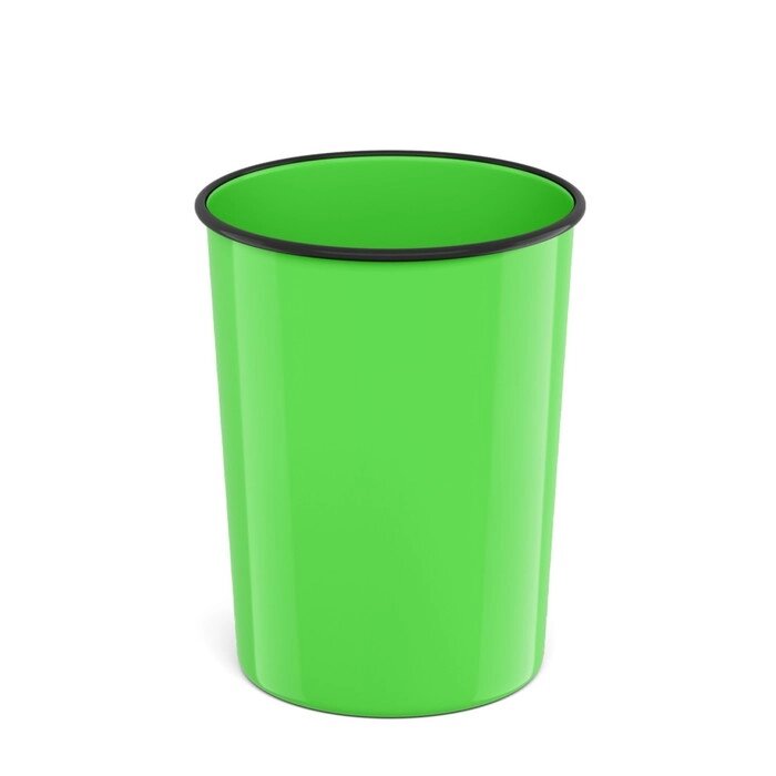 Корзина для бумаг и мусора 13,5 литров ErichKrause Neon Solid, пластиковая, литая, зелёная от компании Интернет - магазин Flap - фото 1