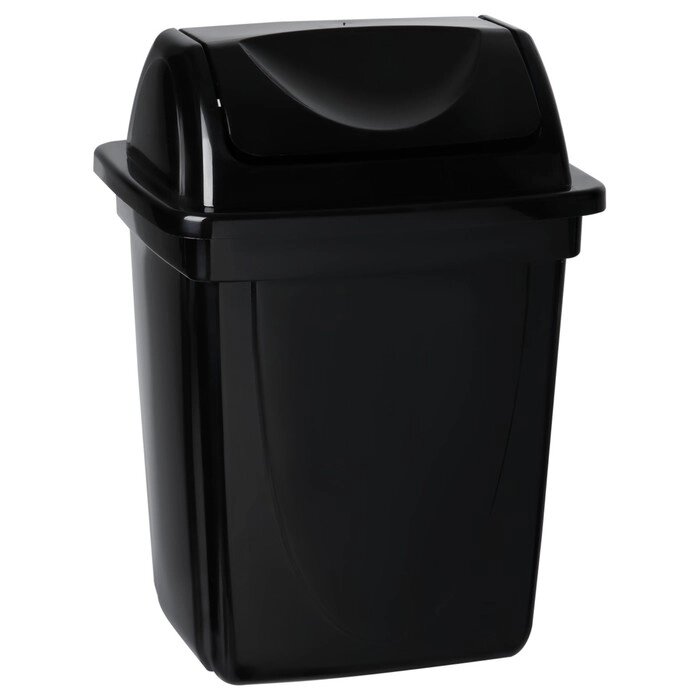 Корзина для бумаг и мусора Стамм, 12 литров, вращающаяся крышка, пластик, черная от компании Интернет - магазин Flap - фото 1