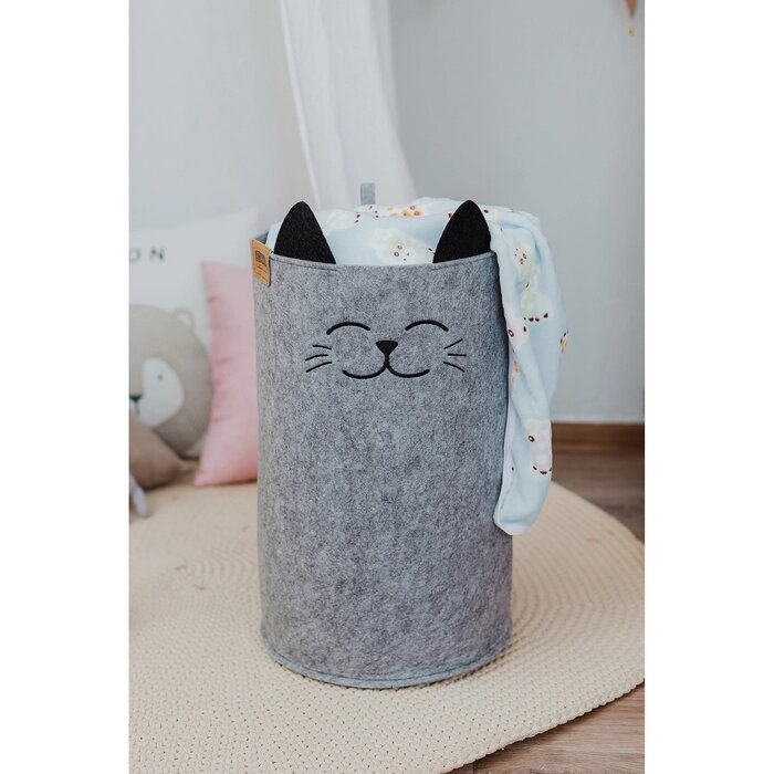 Корзина для хранения Funny «Котик», цвет серый от компании Интернет - магазин Flap - фото 1