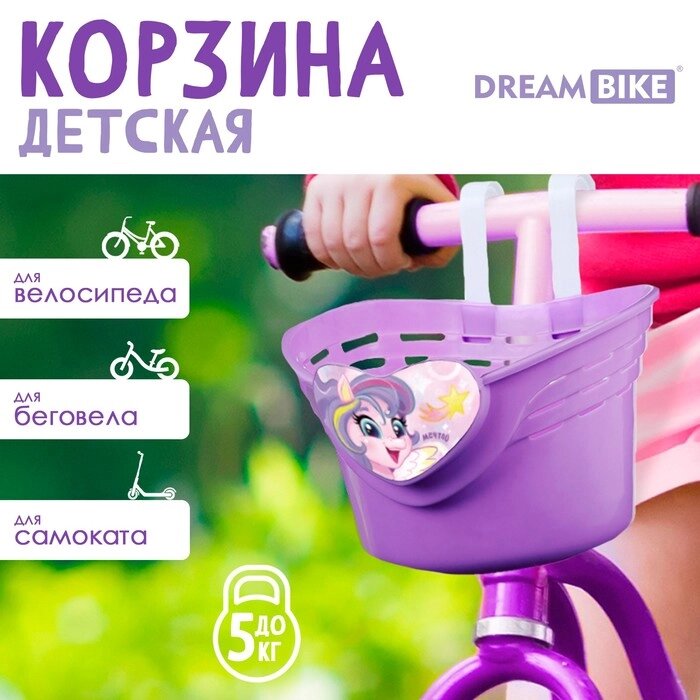 Корзинка детская Dream Bike «Пони», цвет фиолетовый от компании Интернет - магазин Flap - фото 1