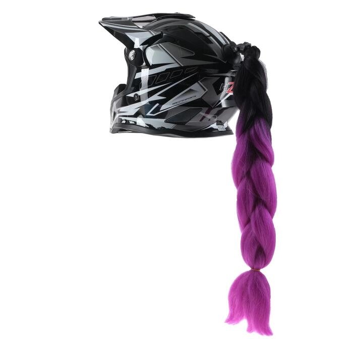 Коса на мотошлем, крепление присоской, 60 см, черно-фиолетовый от компании Интернет - магазин Flap - фото 1