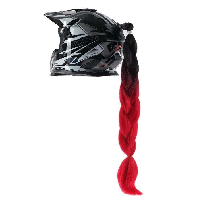 Коса на мотошлем, крепление присоской, 60 см, черно-красный от компании Интернет - магазин Flap - фото 1