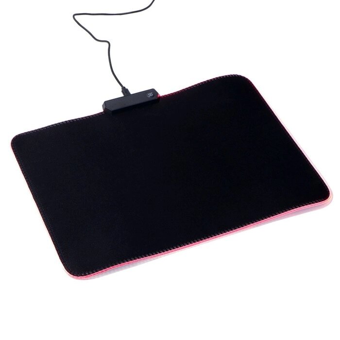 Коврик для мыши, 35х25х0.3 см, с подсветкой RGB, USB, черный от компании Интернет - магазин Flap - фото 1