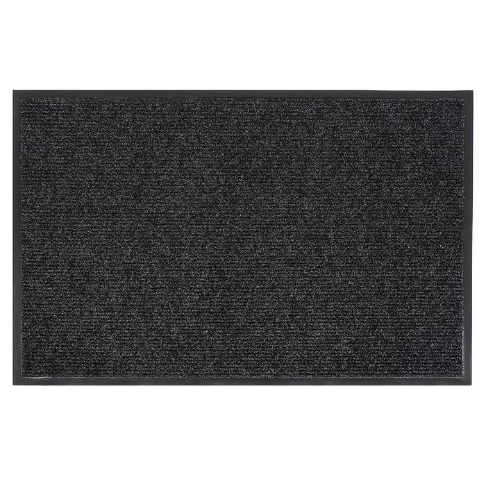 Коврик придверный влаговпитывающий, ребристый, «Комфорт», 6090 см, цвет чёрный от компании Интернет - магазин Flap - фото 1