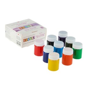 Краска по ткани (шелку), набор 9 цветов х 50 мл, ЗХК Decola "Батик" акриловая на водной основе,4441449)