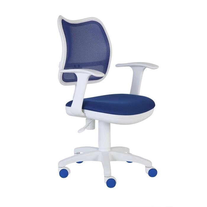 Кресло Бюрократ, с подлокотником, синий, спинка сетка, белый пластик, CH-W797/BL/TW-10 от компании Интернет - магазин Flap - фото 1