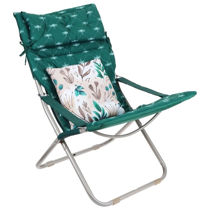 Кресло-шезлонг, матрас + подушка, цвет тёмно-зелёный от компании Интернет - магазин Flap - фото 1