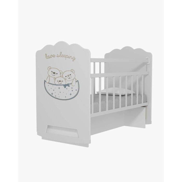 Кровать детская Love Sleeping колесо-качалка с маятником (белый) (1200х600) от компании Интернет - магазин Flap - фото 1