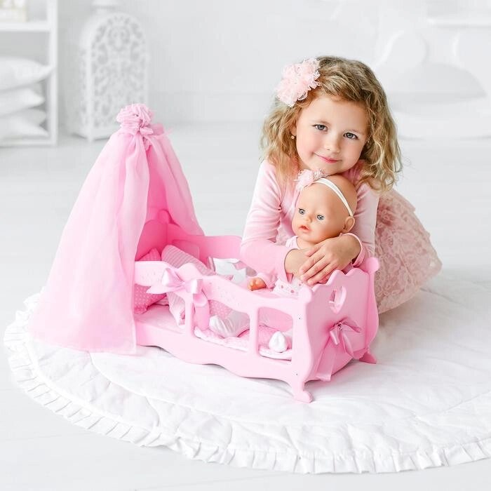 Кроватка для кукол с постельным бельем и балдахином, коллекция «Diamond princess» розовый от компании Интернет - магазин Flap - фото 1