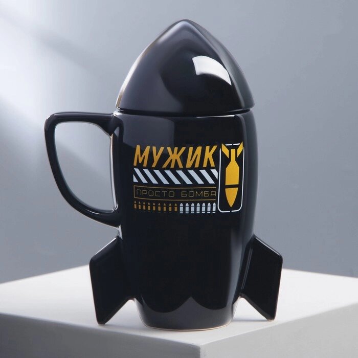 Кружка керамическая «Мужик», 300 мл, цвет чёрный от компании Интернет - магазин Flap - фото 1