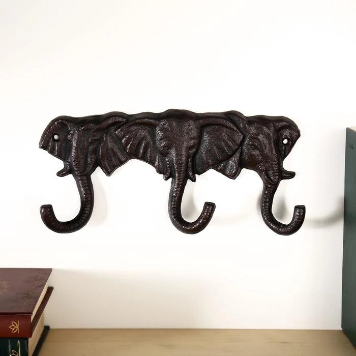 Крючки декоративные металл "Три слона" 12х25,5х4 см от компании Интернет - магазин Flap - фото 1