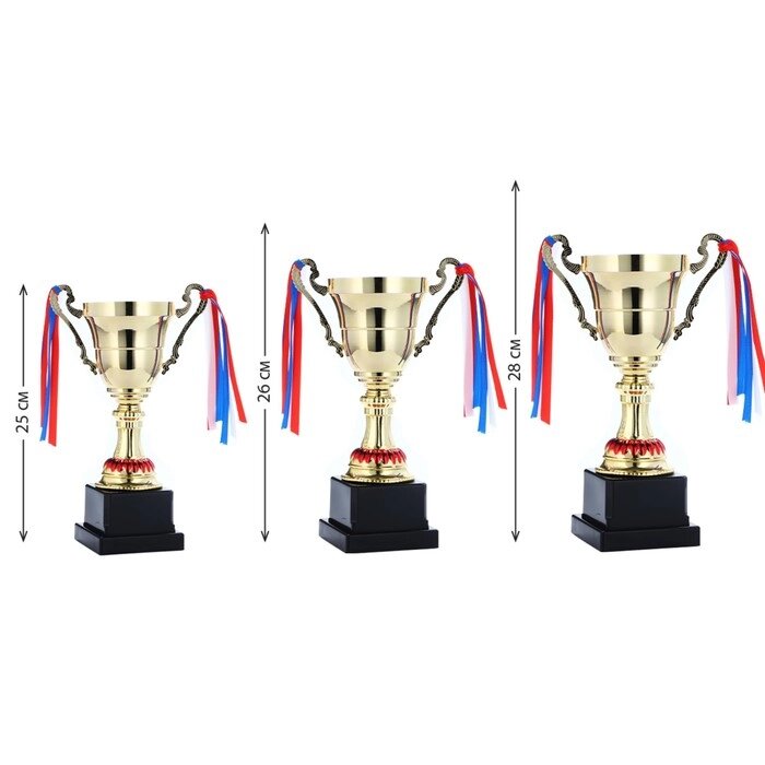 Кубок 185В, наградная фигура, золото, триколор, подставка пластик, 26  16  8,5 см. от компании Интернет - магазин Flap - фото 1