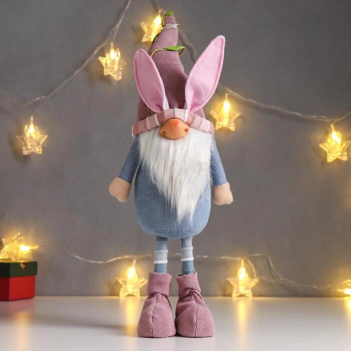 Кукла интерьерная "Дед Мороз в розово-голубом наряде, в колпаке с ушками" 48х10х13 см от компании Интернет - магазин Flap - фото 1