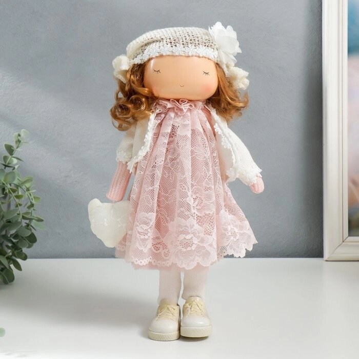 Кукла интерьерная "Малышка в платье с кружевом, с сердечком" 36,5х14х15,5 см от компании Интернет - магазин Flap - фото 1