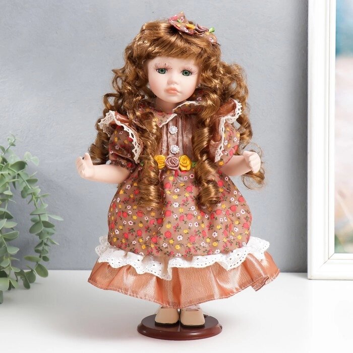 Кукла коллекционная керамика "Тося в платье с мелкими цветочками, с бантом в волосах" 30 см   758617 от компании Интернет - магазин Flap - фото 1