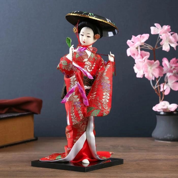 Кукла коллекционная "Японка с цветочной ветвью и в шляпе" 30 см от компании Интернет - магазин Flap - фото 1