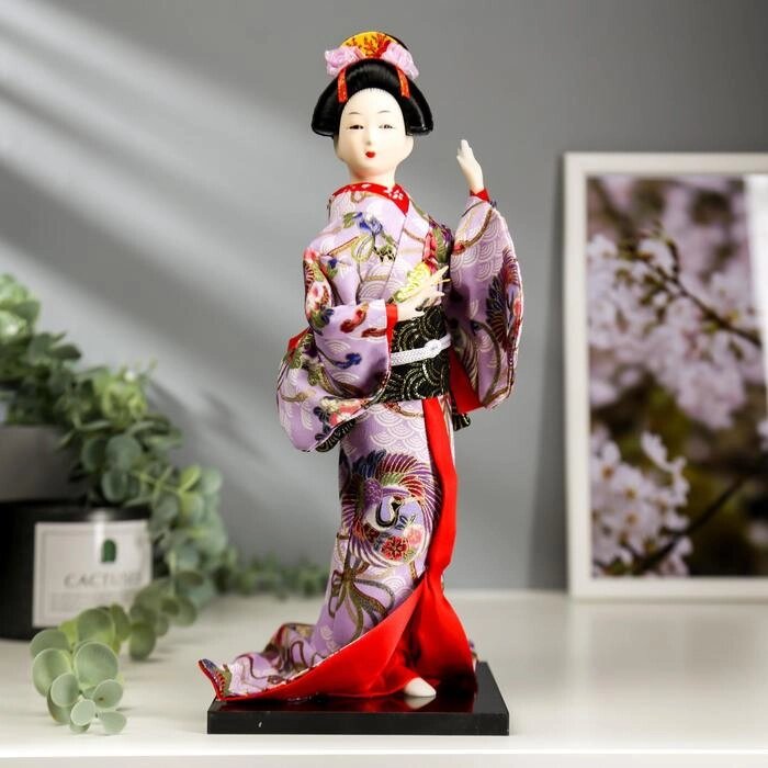 Кукла коллекционная "Японка в цветочном кимоно с бабочкой на руке" 30х12,5х12,5 см от компании Интернет - магазин Flap - фото 1