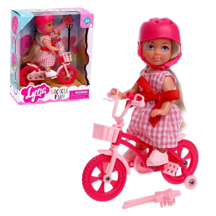 Кукла малышка Lyna на велопрогулке с велосипедом и аксессуарами, МИКС от компании Интернет - магазин Flap - фото 1