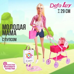 Кукла модель «Молодая мама», с пупсом, с аксессуарами, цвет розовый