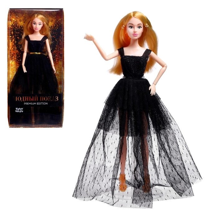 Кукла-модель шарнирная «Ксения - Модный показ» в черном платье от компании Интернет - магазин Flap - фото 1