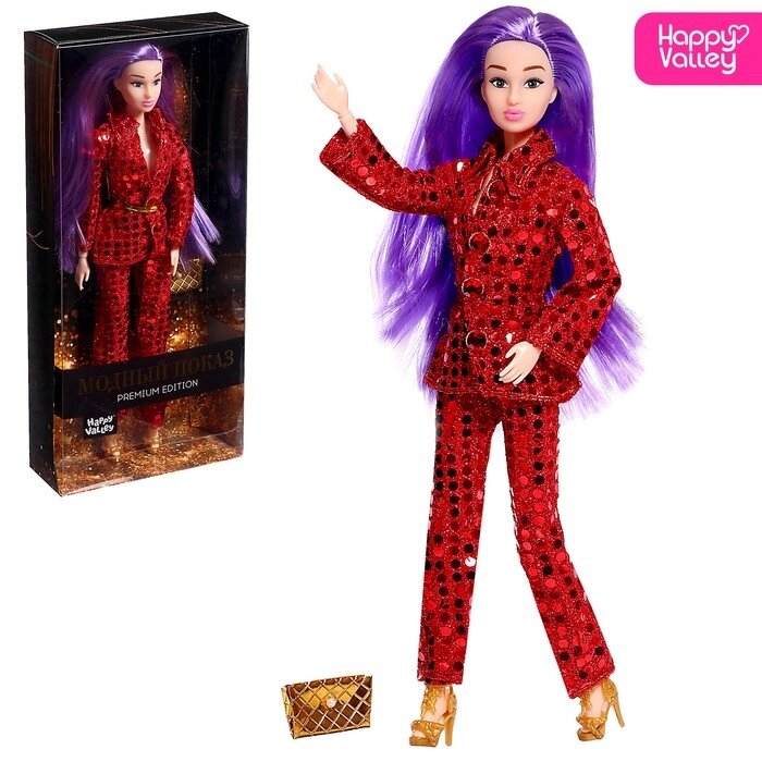 Кукла-модель шарнирная «Ксения - Модный показ» в красном костюме от компании Интернет - магазин Flap - фото 1
