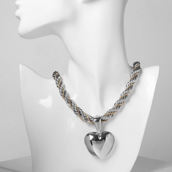 Кулон «Цепь» сердце, жгут, цвет серебро, 44 см от компании Интернет - магазин Flap - фото 1