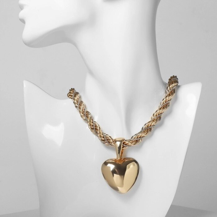 Кулон «Цепь» сердце, жгут, цвет золото, 44 см от компании Интернет - магазин Flap - фото 1
