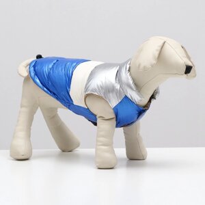 Куртка для собак с утяжкой размер 10 (ДС 25, ОГ 34, ОШ 24), серебряно-синяя