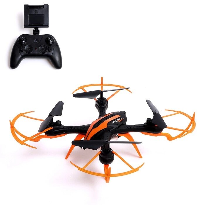 Квадрокоптер LH-X20WF, камера, передача изображения на смартфон, Wi-FI, цвет чёрно-оранжевый от компании Интернет - магазин Flap - фото 1