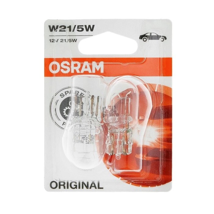 Лампа автомобильная Osram, W21/5W, 12 В, 21/5 Вт, набор 2 шт, 7515-02B от компании Интернет - магазин Flap - фото 1