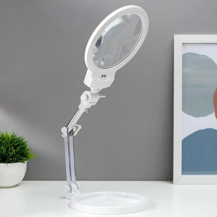 Лампа-лупа для творчества LEDх2 от 3ААА белый 24,5х22х15,5 см от компании Интернет - магазин Flap - фото 1