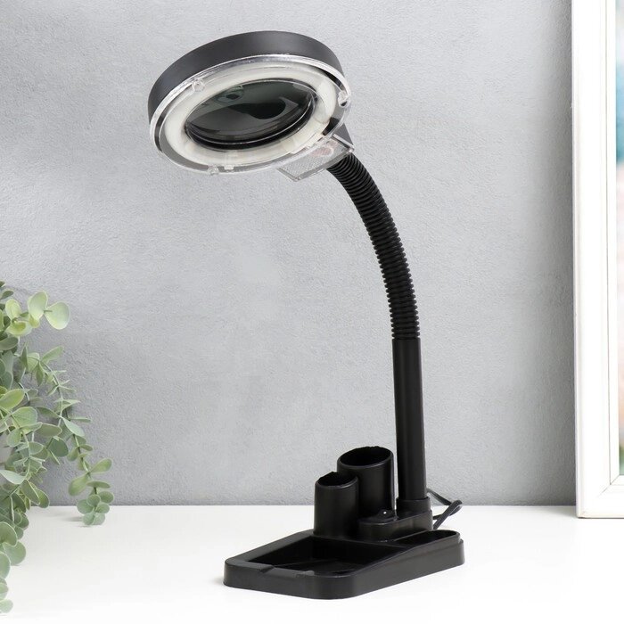Лампа-лупа для творчества с подст., от сети 220В чёрный 52х17х14 см от компании Интернет - магазин Flap - фото 1