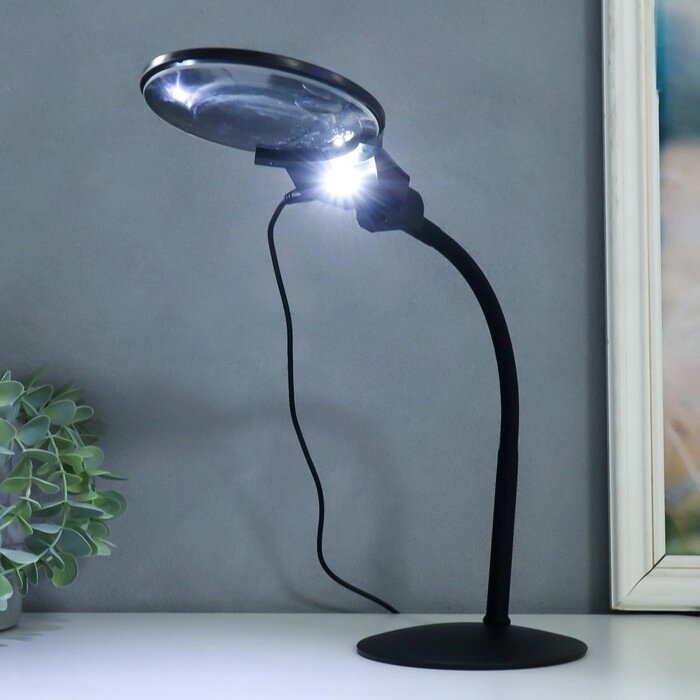 Лампа-лупа х3 х4,5 для творчества LED от 3LR1130 линзы d=2,1 и 11 см чёрный от компании Интернет - магазин Flap - фото 1