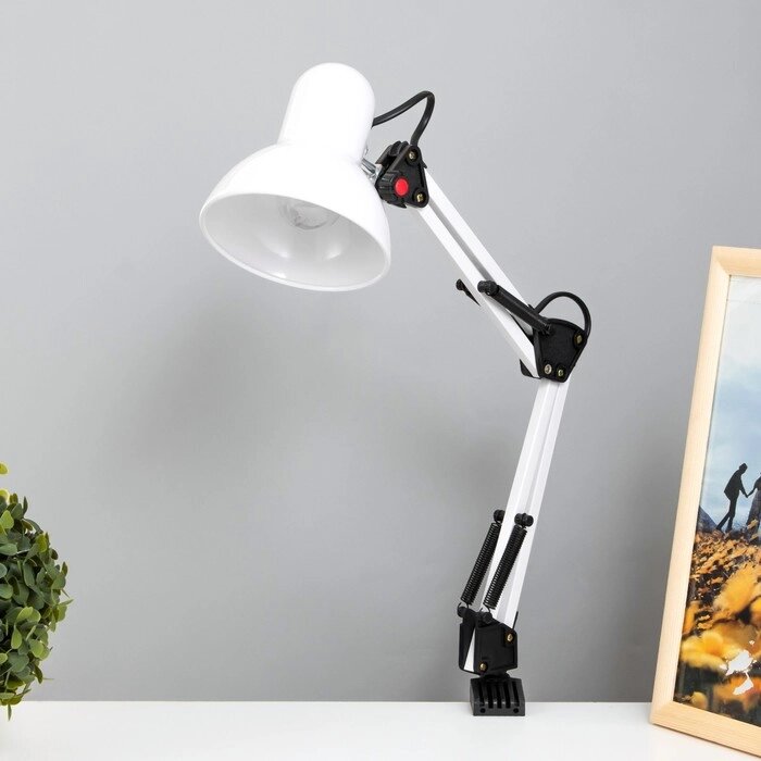Лампа настольная Е27, h=55 см, шарнирная, на зажиме (220В) белая RISALUX от компании Интернет - магазин Flap - фото 1