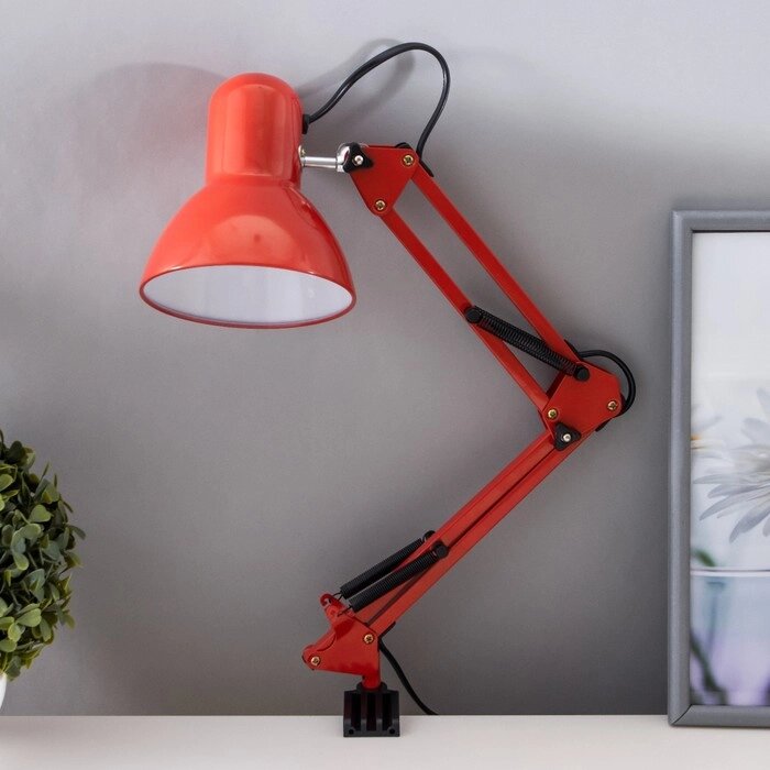 Лампа настольная Е27, h=55 см, шарнирная, на зажиме (220В) красная RISALUX от компании Интернет - магазин Flap - фото 1