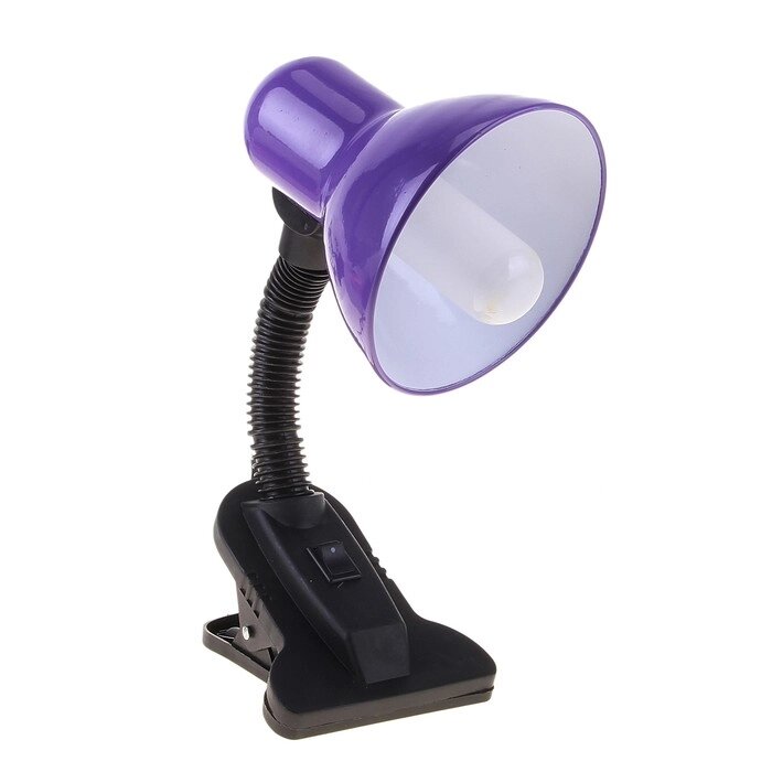 Лампа настольная Е27, с выкл. на зажиме (220В) фиолетовая (108В) от компании Интернет - магазин Flap - фото 1