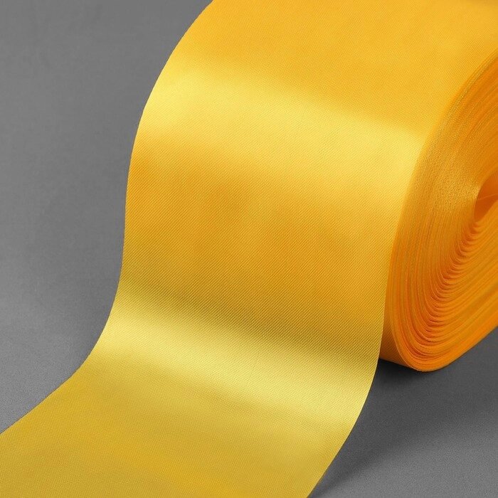 Лента атласная, 100 мм  100  5 м, цвет жёлтый от компании Интернет - магазин Flap - фото 1