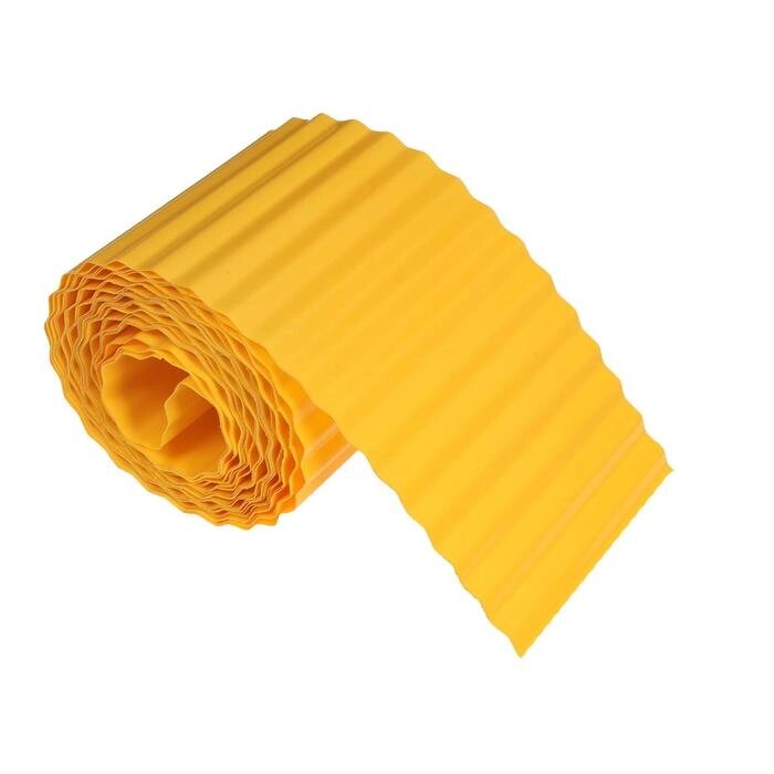 Лента бордюрная, 0.15  9 м, толщина 0.6 мм, пластиковая, гофра, жёлтая от компании Интернет - магазин Flap - фото 1