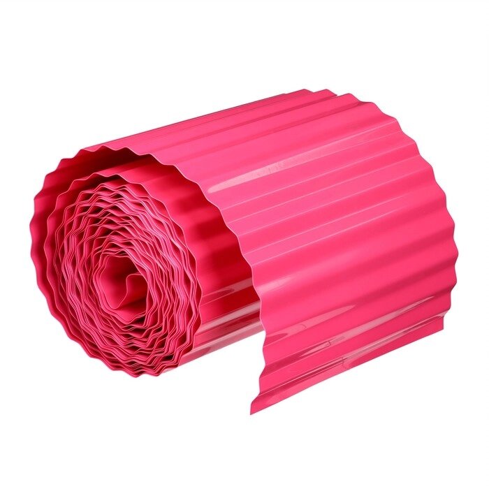 Лента бордюрная, 0.2  9 м, толщина 0.6 мм, пластиковая, гофра, розовая от компании Интернет - магазин Flap - фото 1